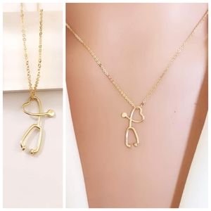 Authentic Real 18k Solid Gold Stethoscope Heart Pendant with Chain Necklace